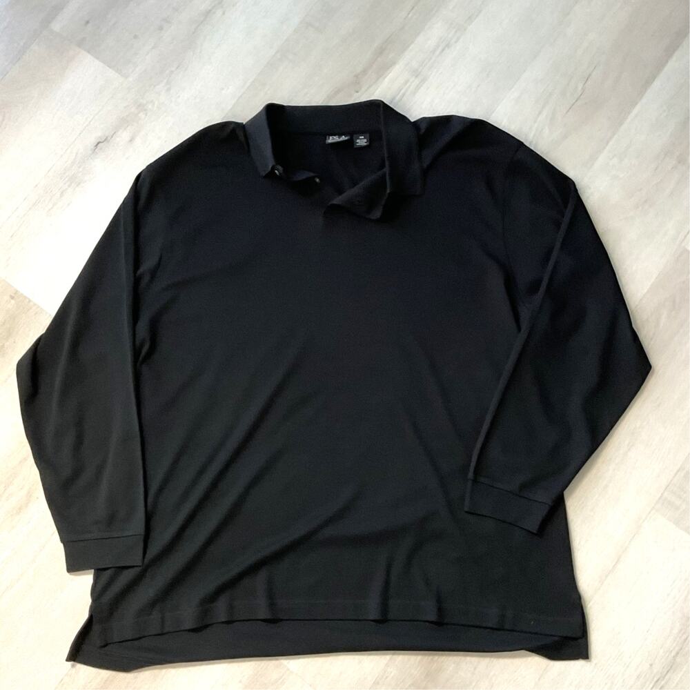 Jos A Bank Black Travelers Collection Collared Long Sleeve Polo Mens 3XB
